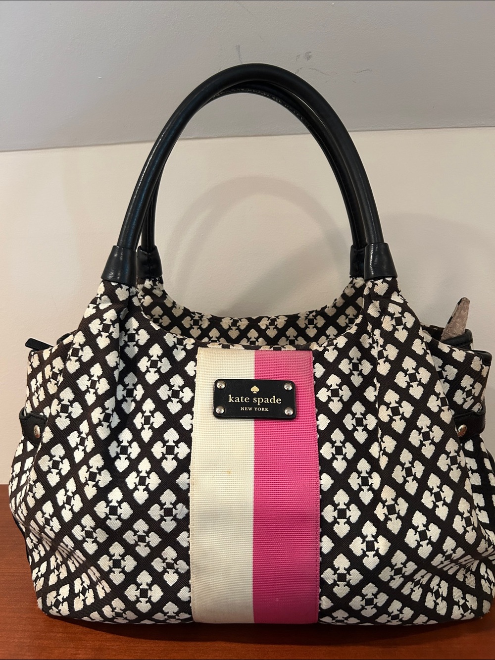 kate spade Black & White Geometric Stevie Shoulder Bag with wallet